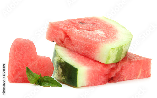 Photo: Fresh ripe watermelon isolated on white Fresh ripe watermelon isolated on white