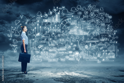 Photo: Business woman and business project Business woman and business project
