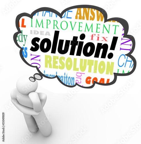 Illustration: Solution Word Thinker Thought Bubble Problem Solved Solution Word Thinker Thought Bubble Problem Solved