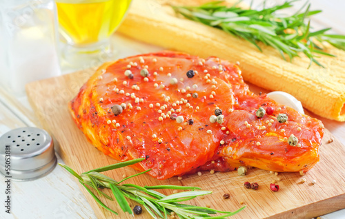 Photo: raw steak and aroma spice raw steak and aroma spice