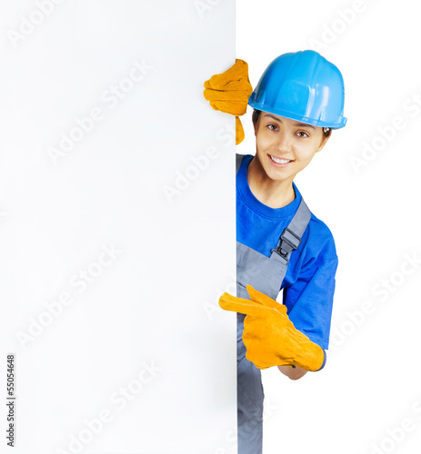 Photo: worker with blank board worker with blank board