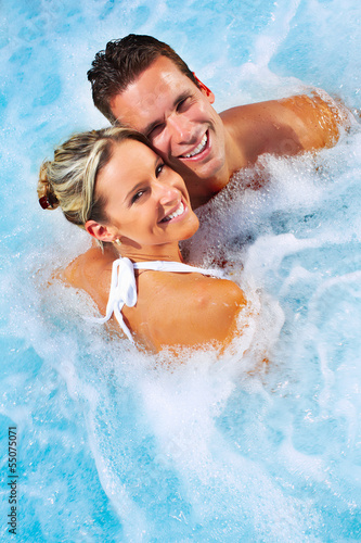 Happy couple in spa