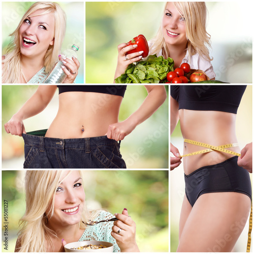 Photo: Frau macht eine Diät Collage Frau macht eine Diät Collage