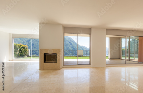 Photo: Interior apartment with garden, large room with windows Interior apartment with garden, large room with windows