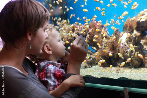 Photo: Mother and son at aquarium Mother and son at aquarium