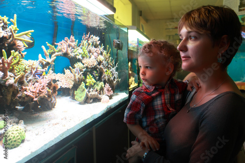 Photo: Mother with toddler at aquarium Mother with toddler at aquarium