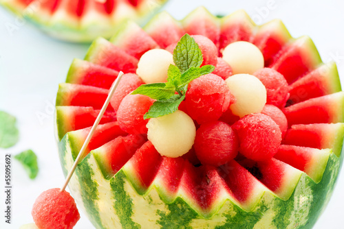 Photo: Watermelon. Fresh and Ripe Watermelon and Melon Balls Watermelon. Fresh and Ripe Watermelon and Melon Balls