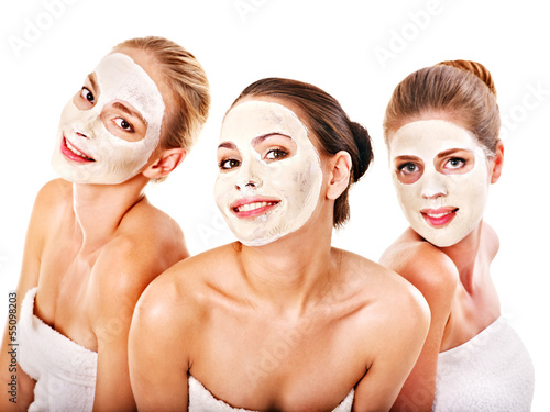 Photo: Group women with facial mask. Group women with facial mask.