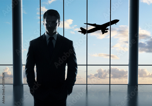 Photo: businessman and airplane businessman and airplane
