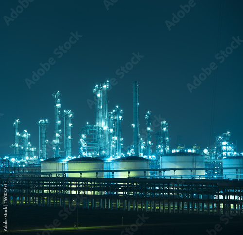 Photo: Refinery industrial plant with Industry boiler at night Refinery industrial plant with Industry boiler at night