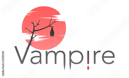 Vector: Vector vampire text with bloody moon Vector vampire text with bloody moon