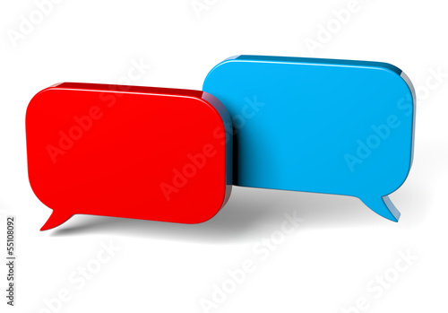 Illustration: Two Red and Blue Bubble Speech Two Red and Blue Bubble Speech