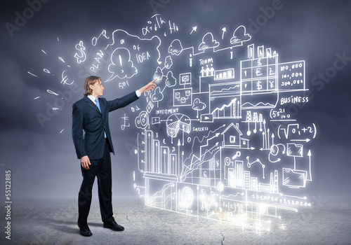 Photo: Businessman and business sketch Businessman and business sketch