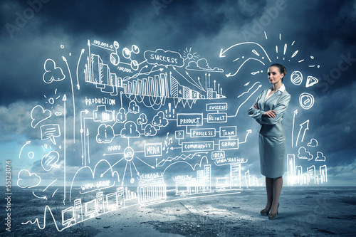 Photo: Business woman and business project Business woman and business project