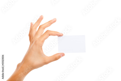 Photo: Male's hand holding a blank card Male's hand holding a blank card