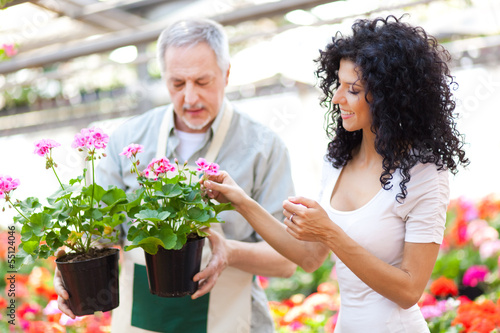 Photo: Woman buying flowers in a greenhouse Woman buying flowers in a greenhouse