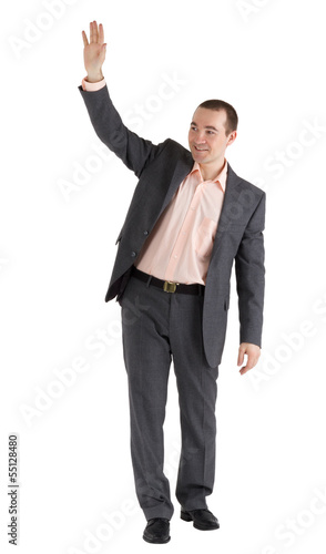 Photo: man waves his hand man waves his hand