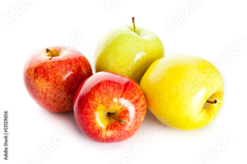 Photo: fresh colorful apples isolated on white background fresh colorful apples isolated on white background