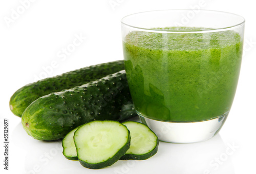 Photo: Green vegetable juice isolated on white Green vegetable juice isolated on white