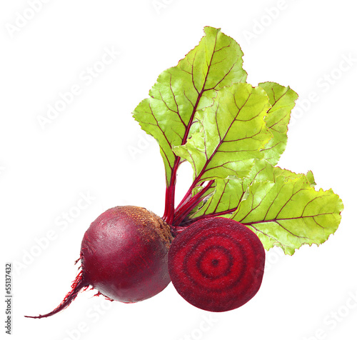 Photo: Beetroot with leaves isolated on white Beetroot with leaves isolated on white