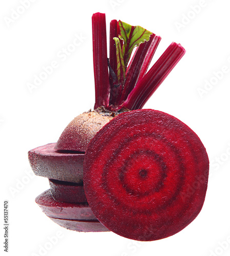 Photo: Beetroot with leaves isolated on white Beetroot with leaves isolated on white