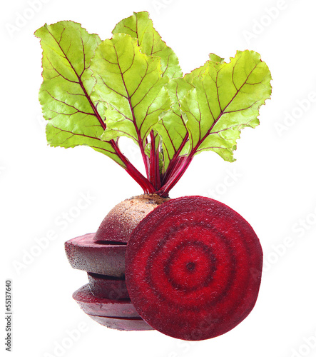 Photo: Beetroot with leaves isolated on white Beetroot with leaves isolated on white