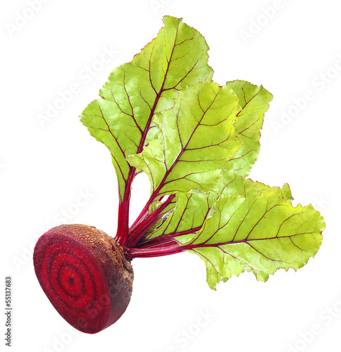 Photo: Beetroot with leaves isolated on white Beetroot with leaves isolated on white