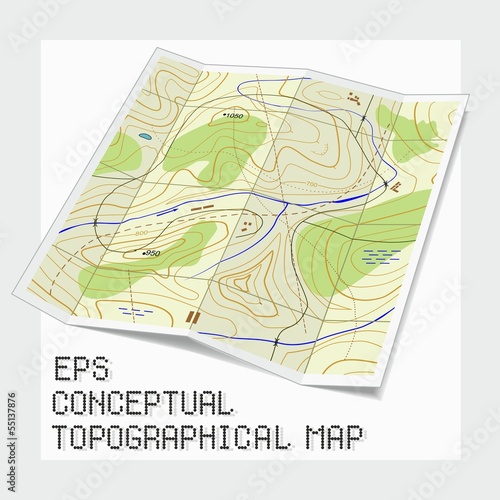 Vector: Conceptual topographical map Conceptual topographical map