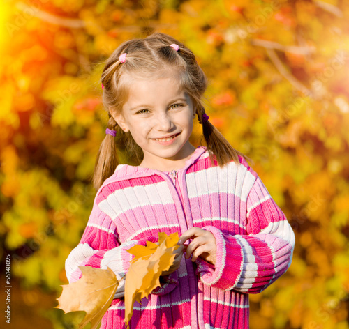 Photo: Autumn portrait of a little girl Autumn portrait of a little girl
