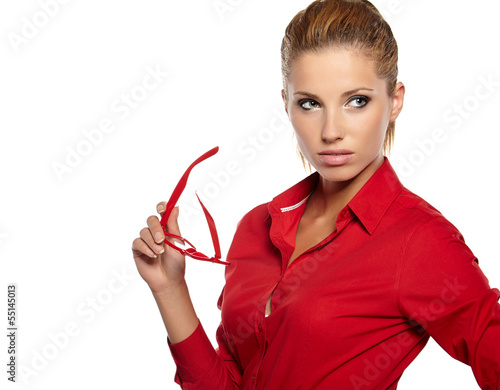 Photo: portrait of attractive caucasian smiling woman isolated on white portrait of attractive caucasian smiling woman isolated on white