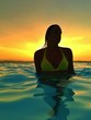 woman in pool at sunset woman in pool at sunset