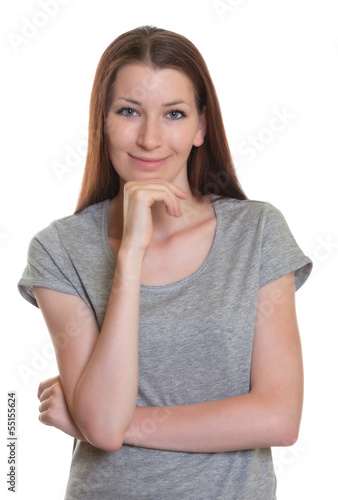 Photo: Friendly smiling woman with brunette hair Friendly smiling woman with brunette hair