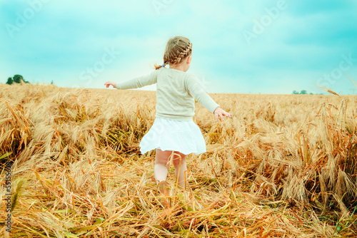 Photo: happy child dancing field happy child dancing field