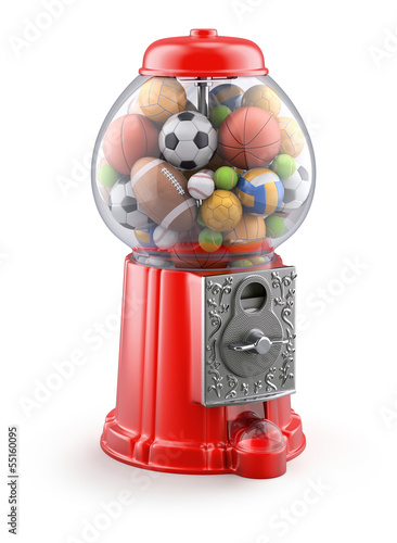 Illustration: Gumball machine with sport balls Gumball machine with sport balls