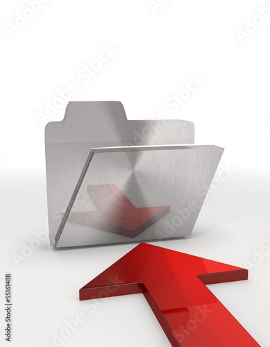 Illustration: Illustration of a regular folder sign with red arrow Illustration of a regular folder sign with red arrow