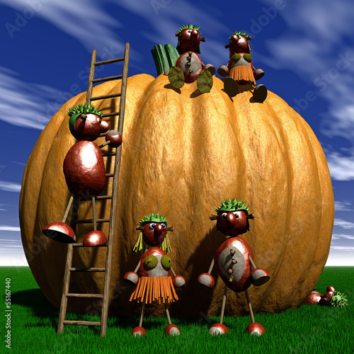 Illustration: Kürbis-Ernte im Herbst Kürbis-Ernte im Herbst
