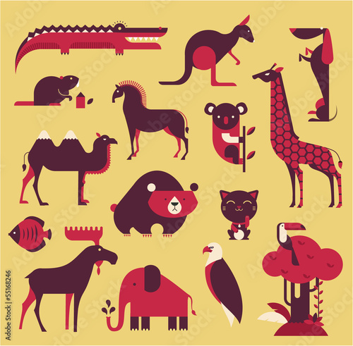 Vector: animals set animals set
