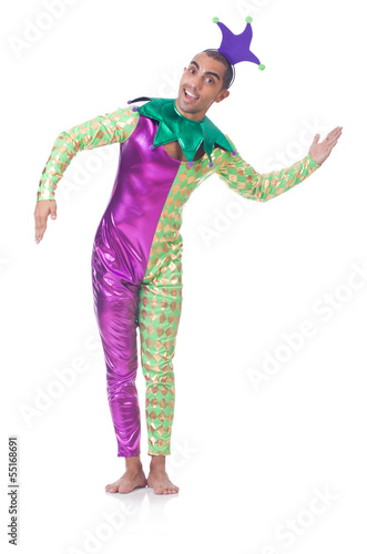 Photo: Man clown isolated on white Man clown isolated on white