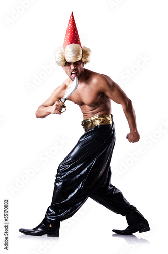 Photo: Pirate with dagger isolated on the white Pirate with dagger isolated on the white