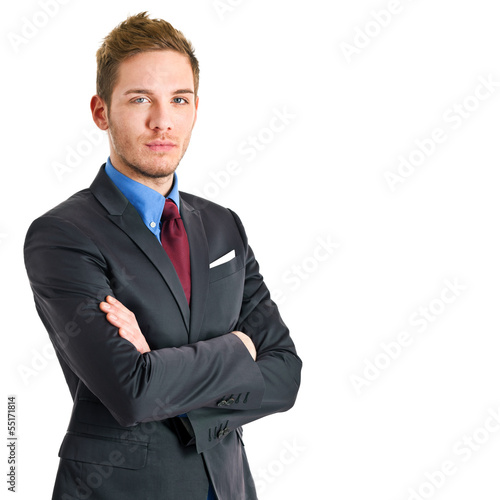 Photo: Handsome young businessman portrait isolated on white Handsome young businessman portrait isolated on white