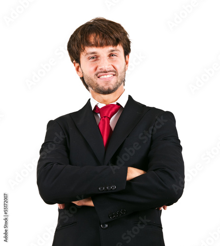 Photo: Handsome young businessman portrait isolated on white Handsome young businessman portrait isolated on white