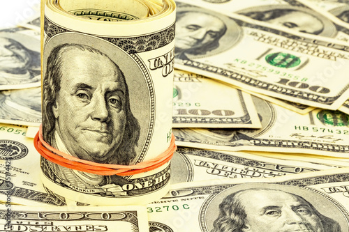 Photo: Viele Dollar Geldscheine Viele Dollar Geldscheine