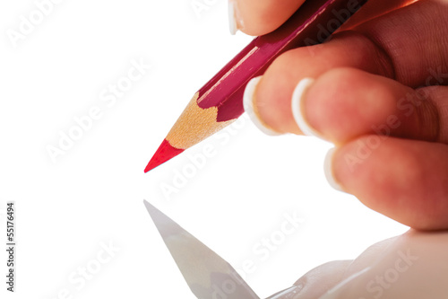Photo: Hand mit Rotstift Hand mit Rotstift