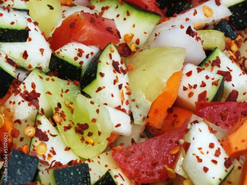 Photo: Chopped seasonal vegetables in a large pan Chopped seasonal vegetables in a large pan