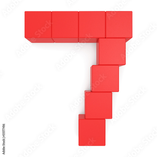 Illustration: number 7 cubic red number 7 cubic red