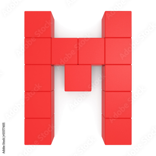 Illustration: letter M cubic red letter M cubic red