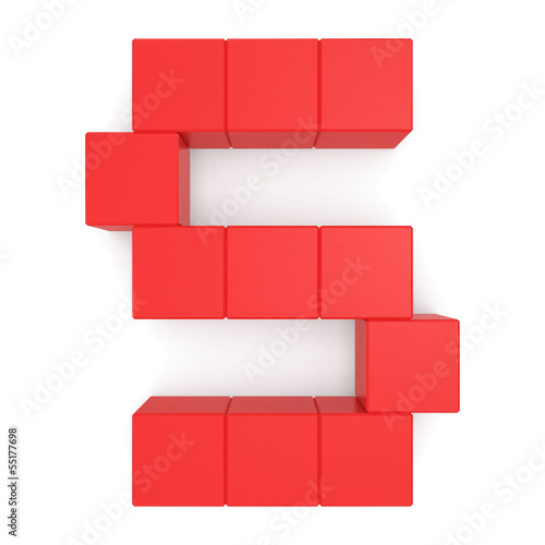Illustration: letter S cubic red letter S cubic red