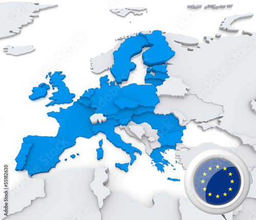 Illustration: European union on map of Europe European union on map of Europe