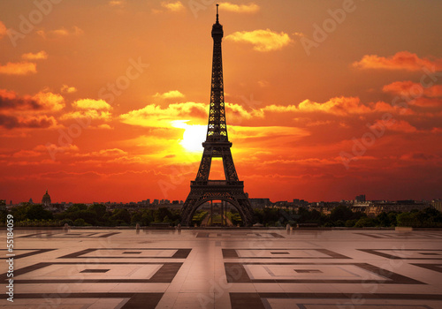 Fototapeta la tour Eiffel dal Trocadero all'alba