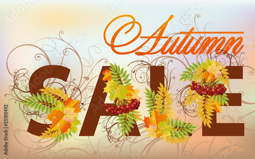 Vector: Autumn sale card, vector illustration Autumn sale card, vector illustration